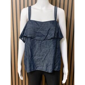 Banana Republic Women's Large Blue Tencel Lyocell Denim Ruffle Cami Tank Top